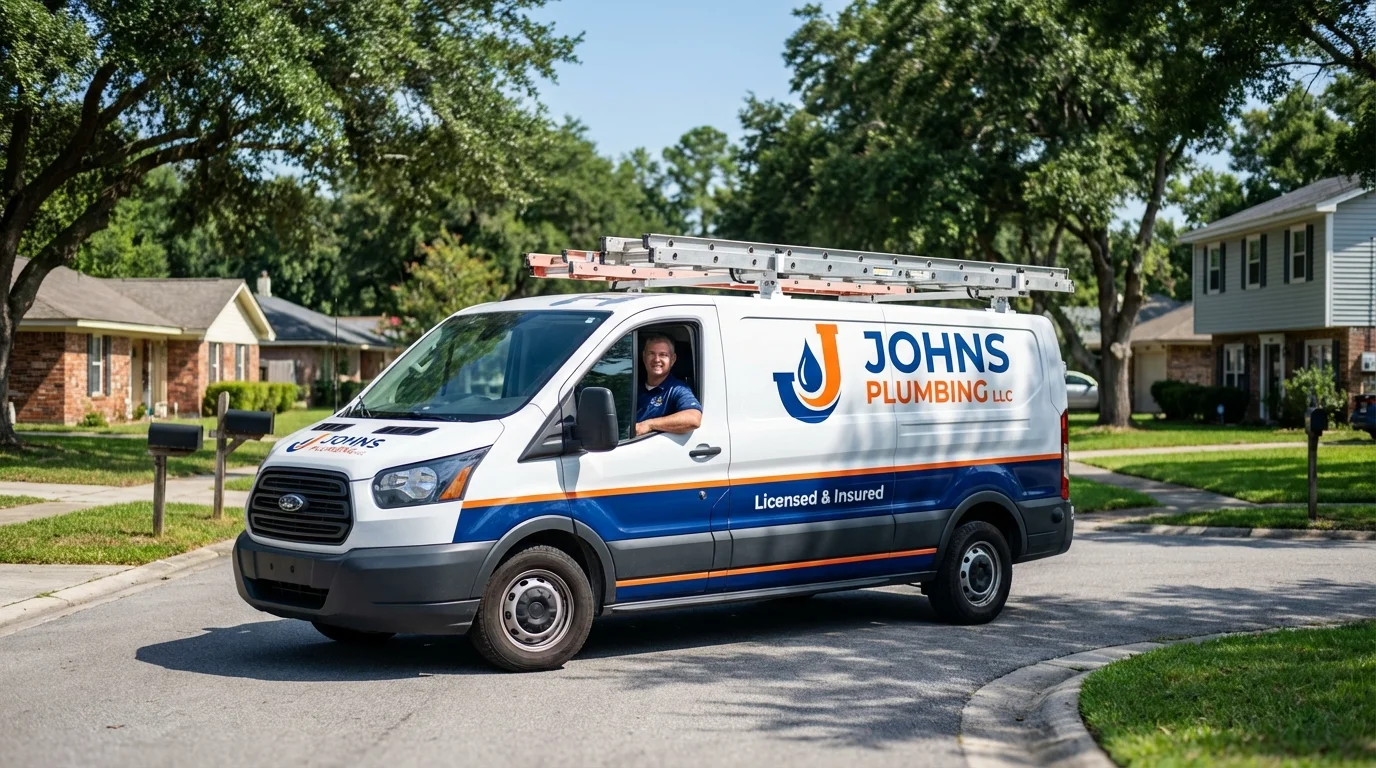 Johns Plumbing LLC service van in Stratford, OK