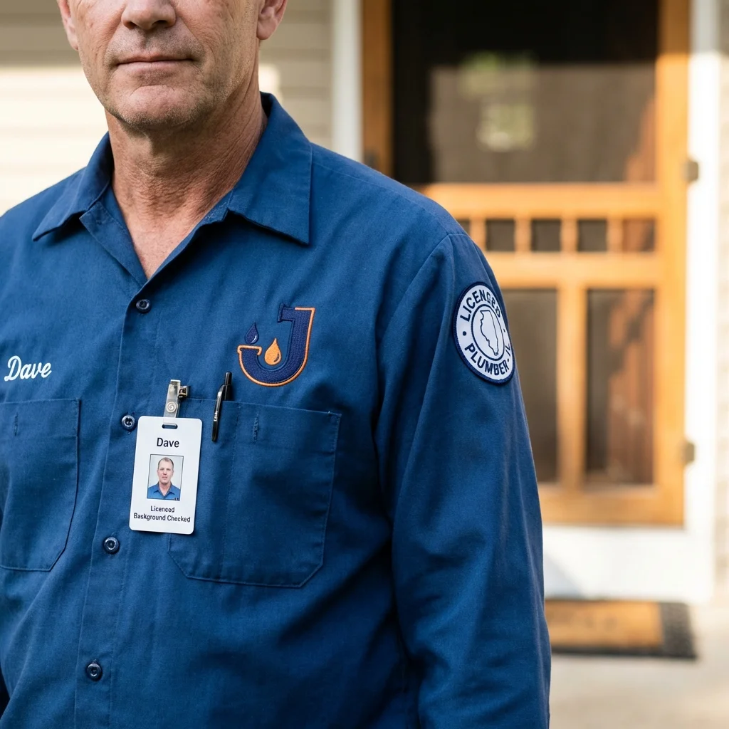 Licensed plumber showing ID badge in Stratford, OK