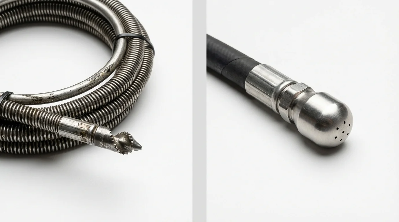 Drain snake cable and hydro jetting nozzle used for drain cleaning in Stratford, OK